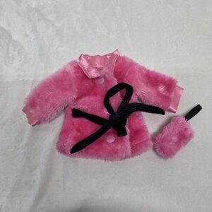 Pink Faux Fur Coat and Muff Set for 18-inch Dolls - Barbie Movie Style!